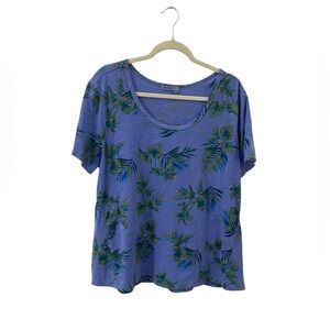Fresh Produce Blue Tropical Print Top